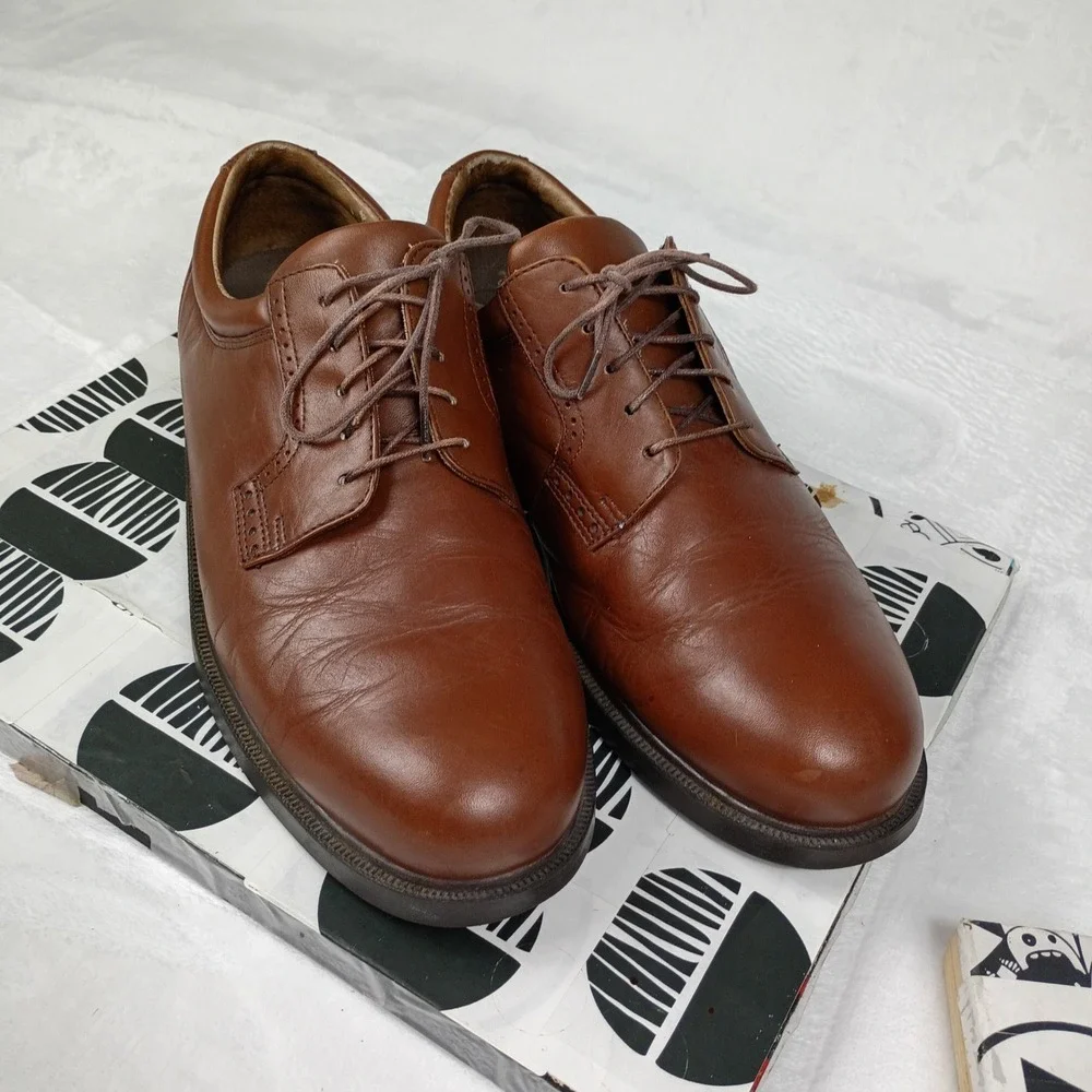 Florsheim Comfortech‎ Mens Brown Leather Derby Shoes Lace Up Oxford 10W Tan